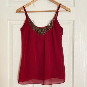 Charlotte Russe Red Camisole with Gold Accents